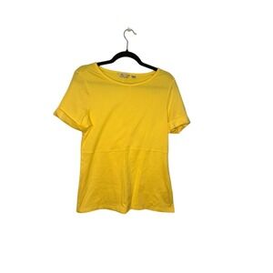 Liz Claiborne Yellow Short Sleeve Top Casual‎ Cotton Comfort Womens S